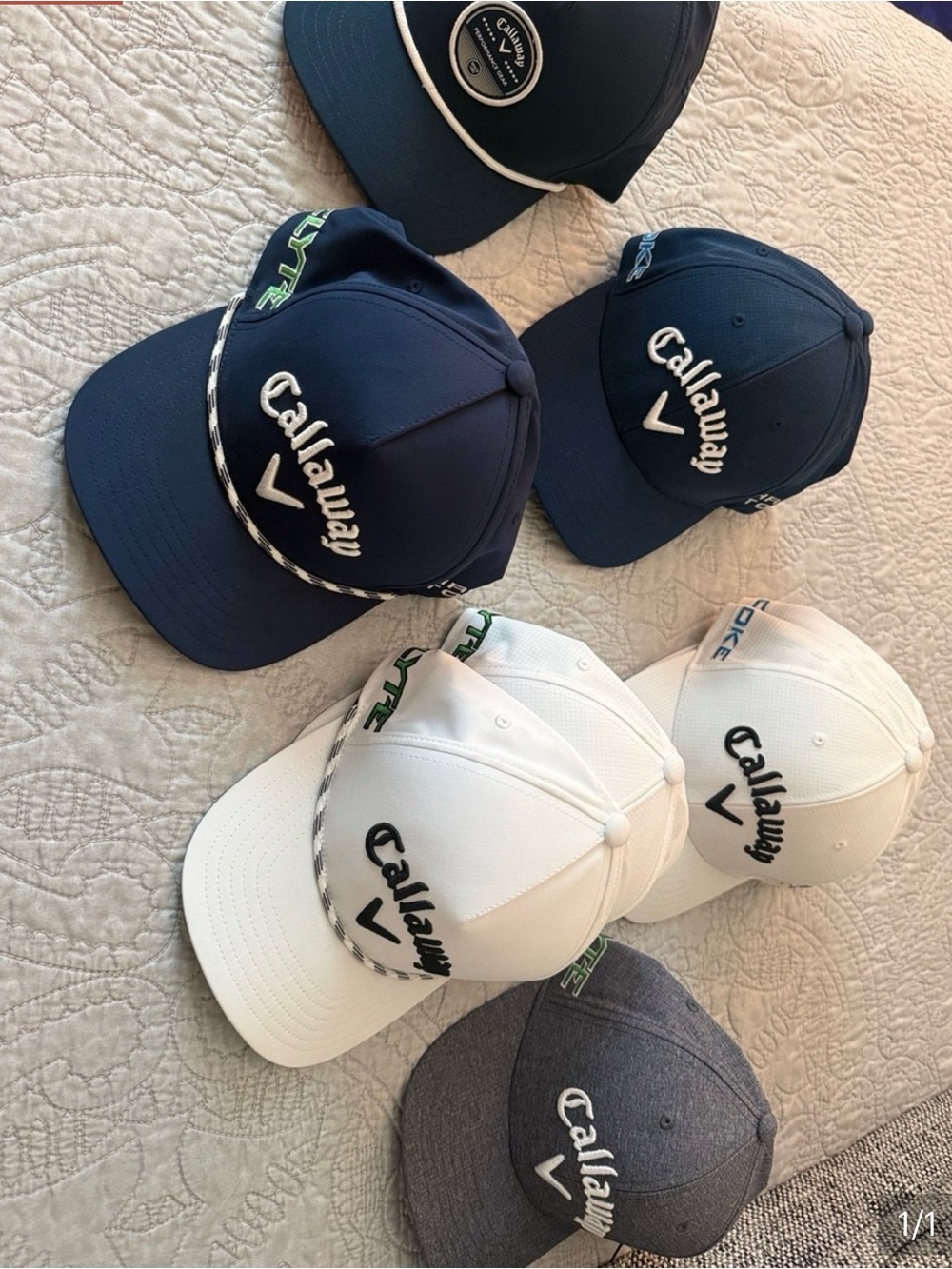 Callaway Rope-Trim Snapback Hats in Navy, White, Gray Sold separately